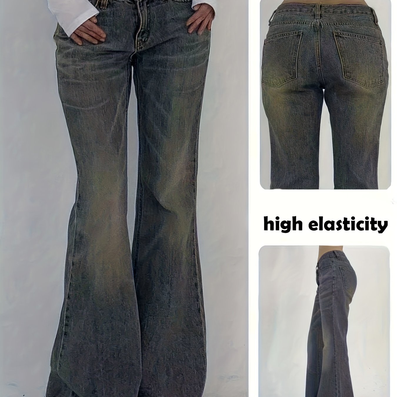 Fashion Casual Daily Retro Women's High-stretch Denim Flare Pants