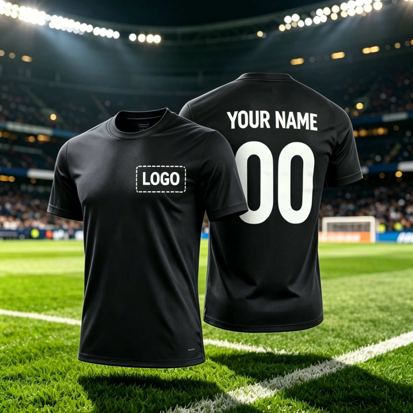 TEMU Men's Custom Football Jersey T-shirt - Personalized Name & Number, Short-sleeve Round Neck Suitable For Uniforms, Competitions, Summer Parties,