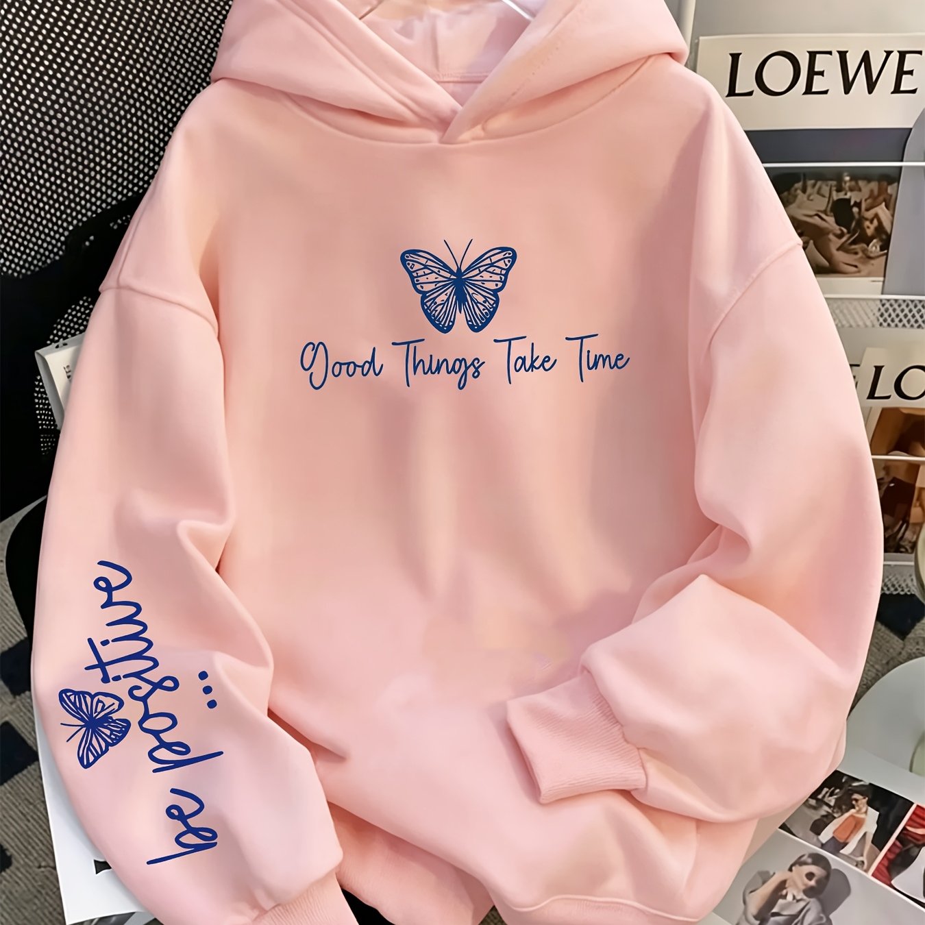 TEMU Sweatshirt à manches longues avec slogan vintage et imprimé papillon, convient pour une tenue décontractée quotidienne, les - air, la