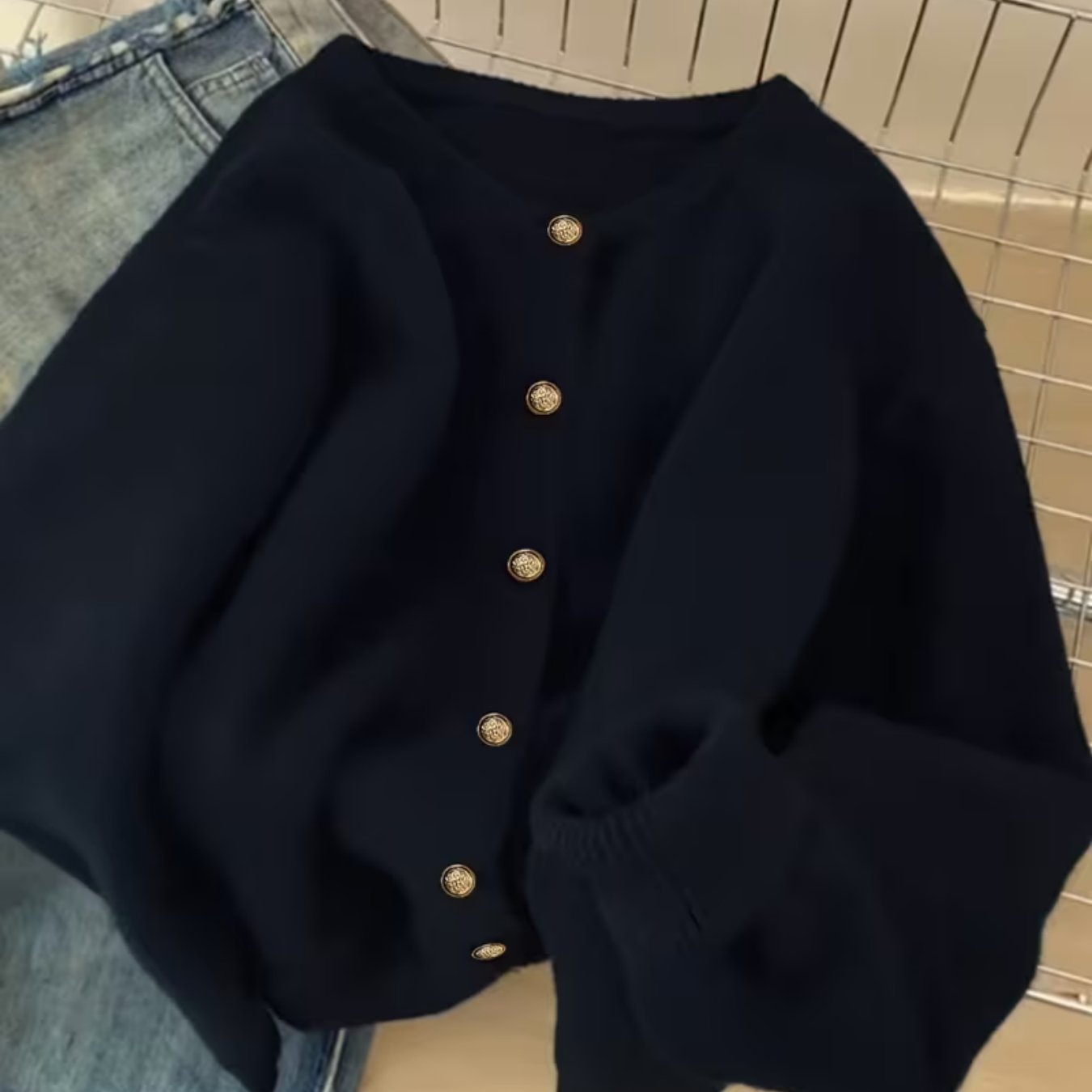 TEMU Cardigan Femme Vintage Décontracté Couleur Unie , Veste Pull Longue Simple Boutonnage, Tenue Preppy Élégante pour Style de Rue et en Mode