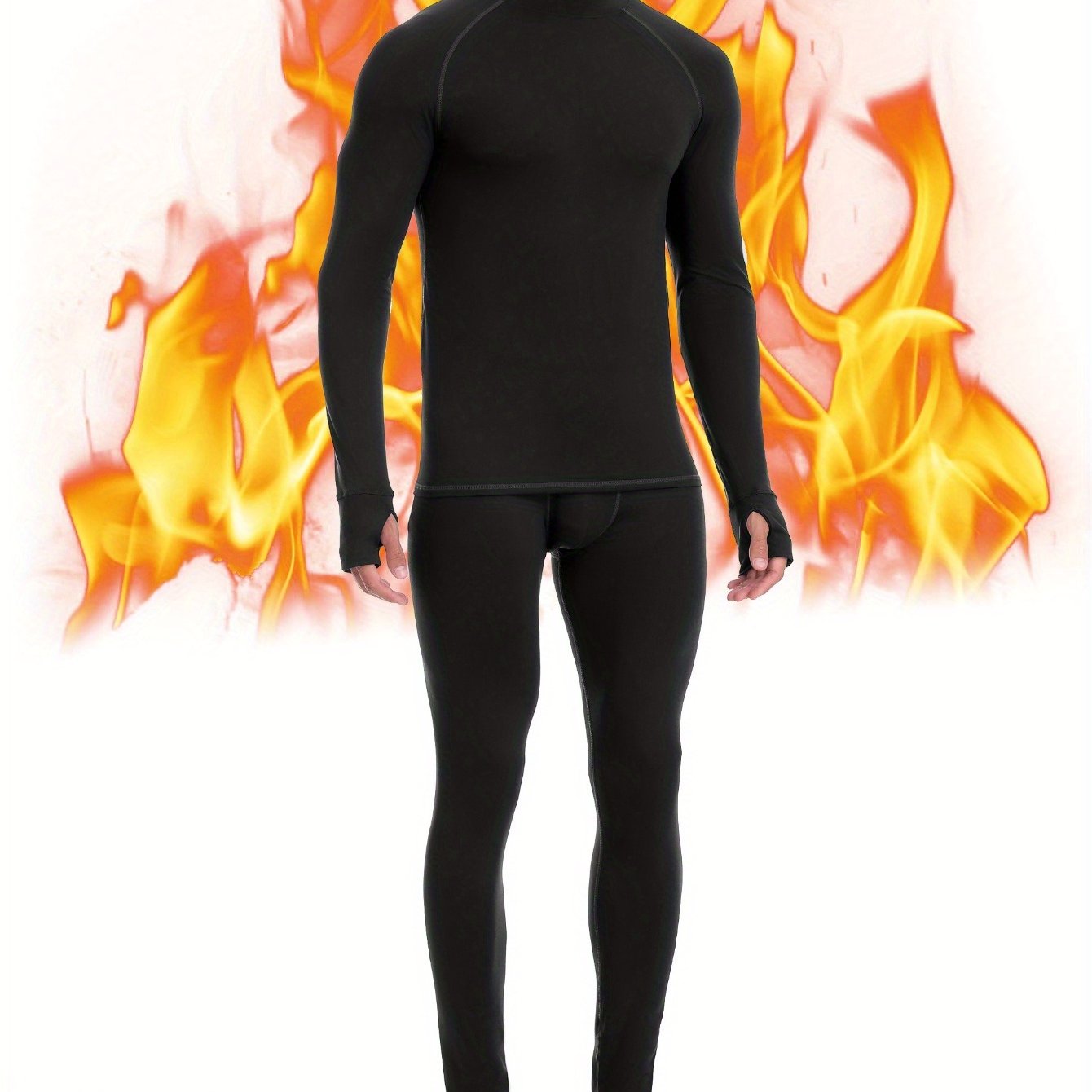 TEMU Roadbox Autumn And Winter Thermal Underwear For Men, Fleece Lined Mens Winter Base Layer Set Running Long