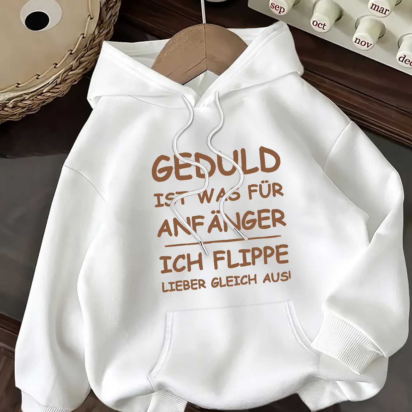 Image of Women's Casual Fashionable S T-shirt Long-sleeved Drawstring Letter Print Cute And Versatile Loose Hoodie [circle]