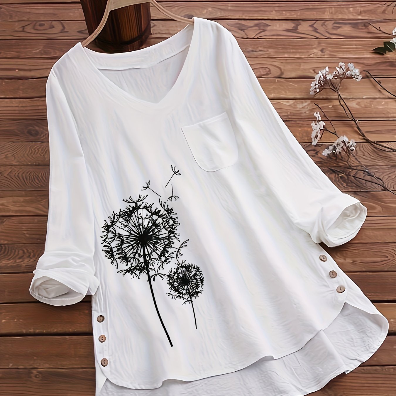 Plus Size, Plus Size Shirt New Long Sleeve Mid-length For Women