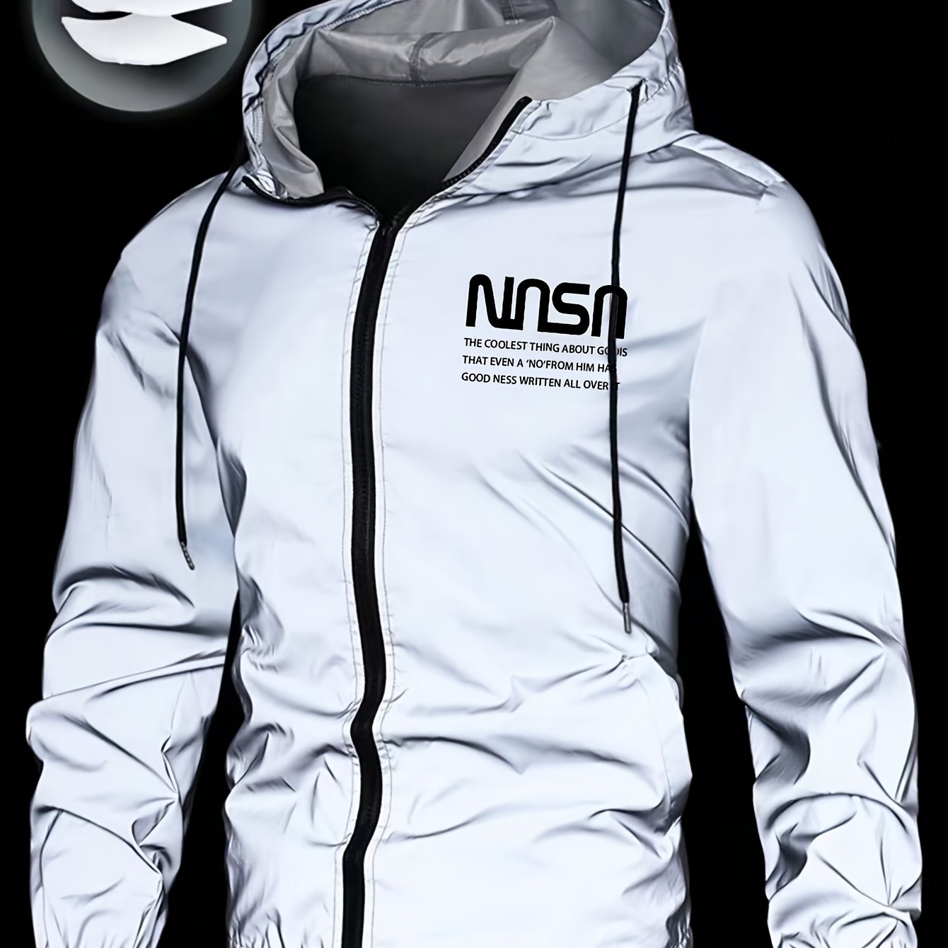 Image of Men's -dark Jacket, Men's Long Sleeve Jacket, Hooded Coat, Hoodie Jacket, Reflective Clothing, Luminous Jacket