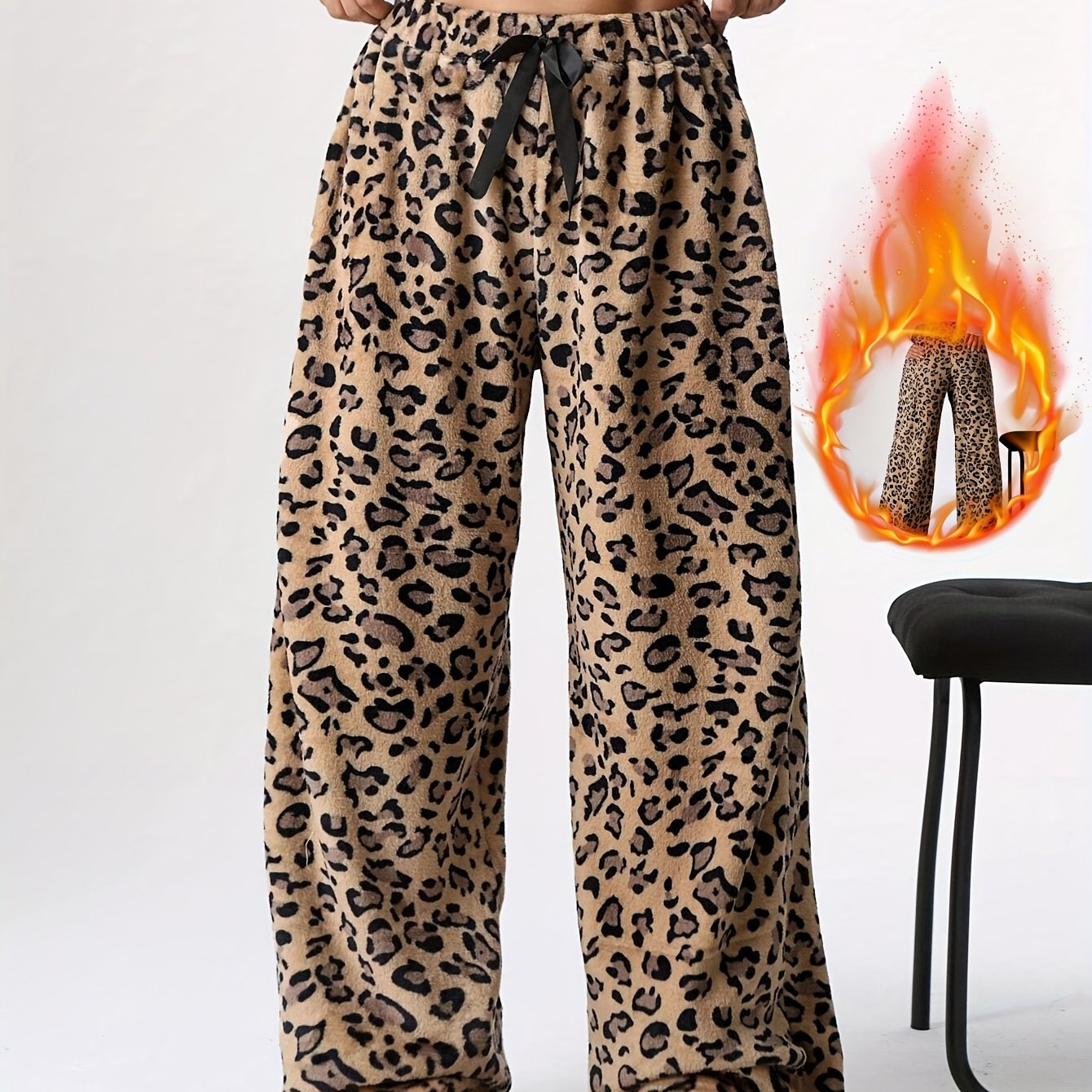 TEMU Autumn And Winter Thick Warm Flannel Printed Pants Winter Thickened Home Trousers