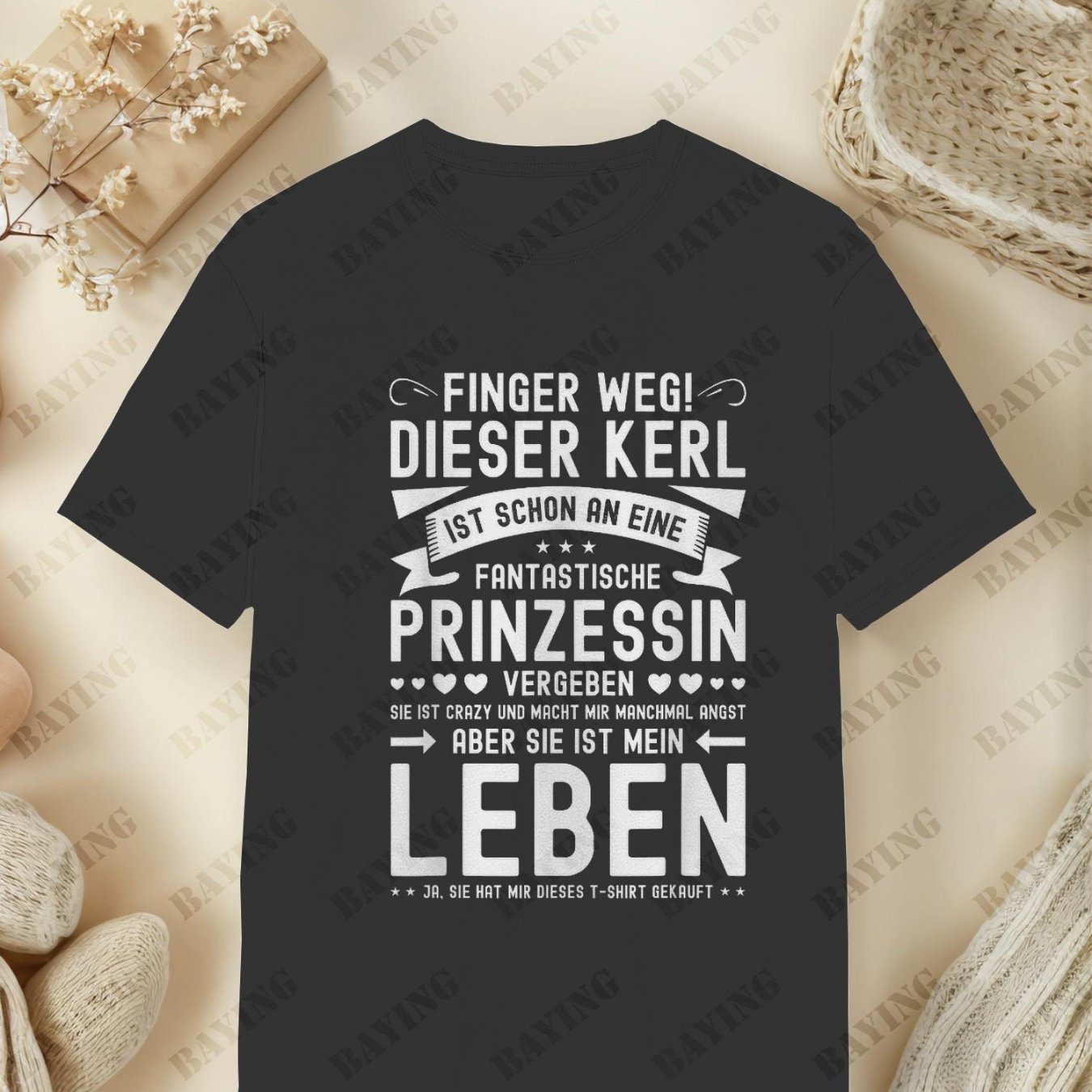 Unisex T-shirt Finger Weg Is - Partner Man Love Language, Black, Crew Neck, Stretch, Regular Fit, Portrait Pattern, 180g
