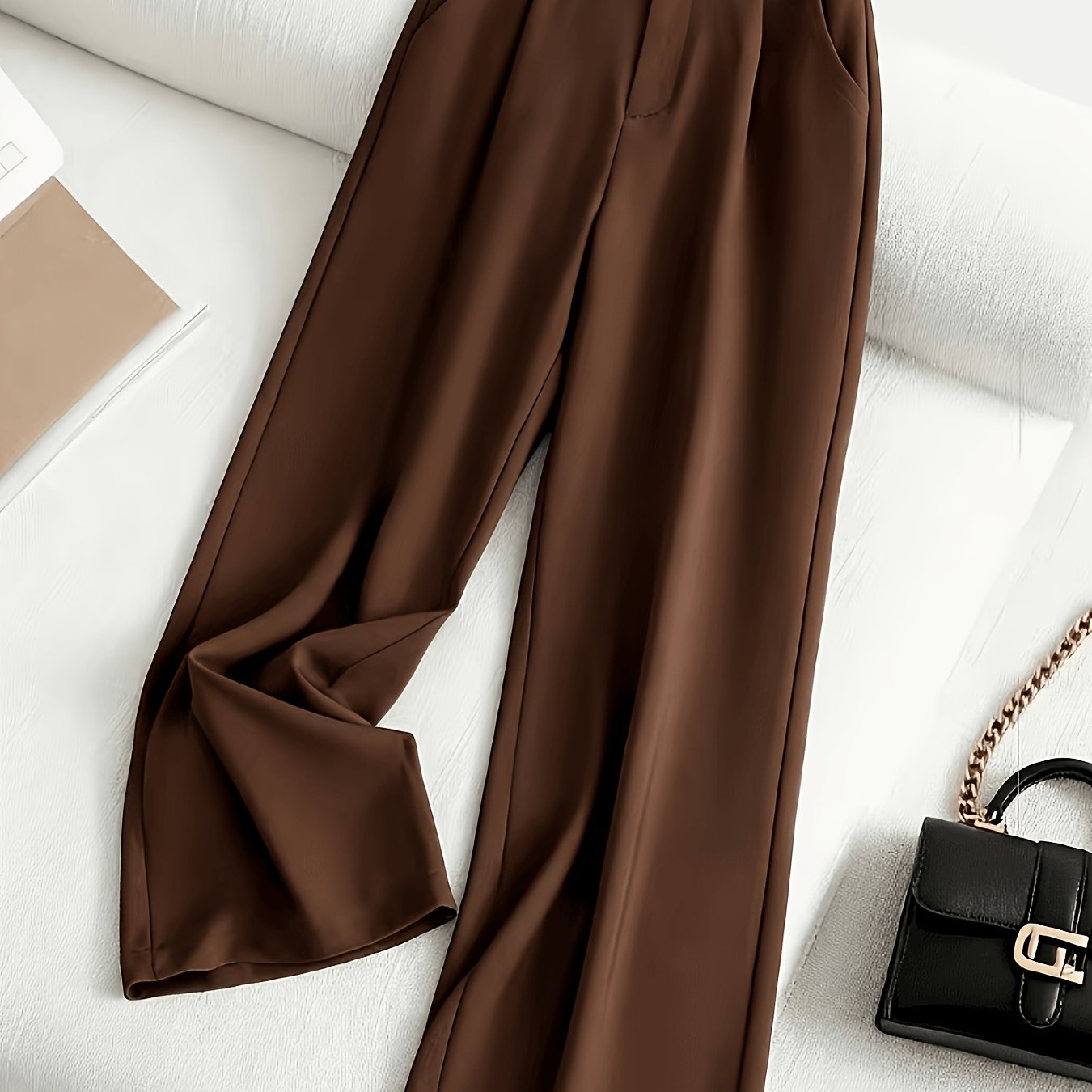 TEMU Bk260610034 Women's Spring Summer Solid Color Casual Slim Straight Long Pants
