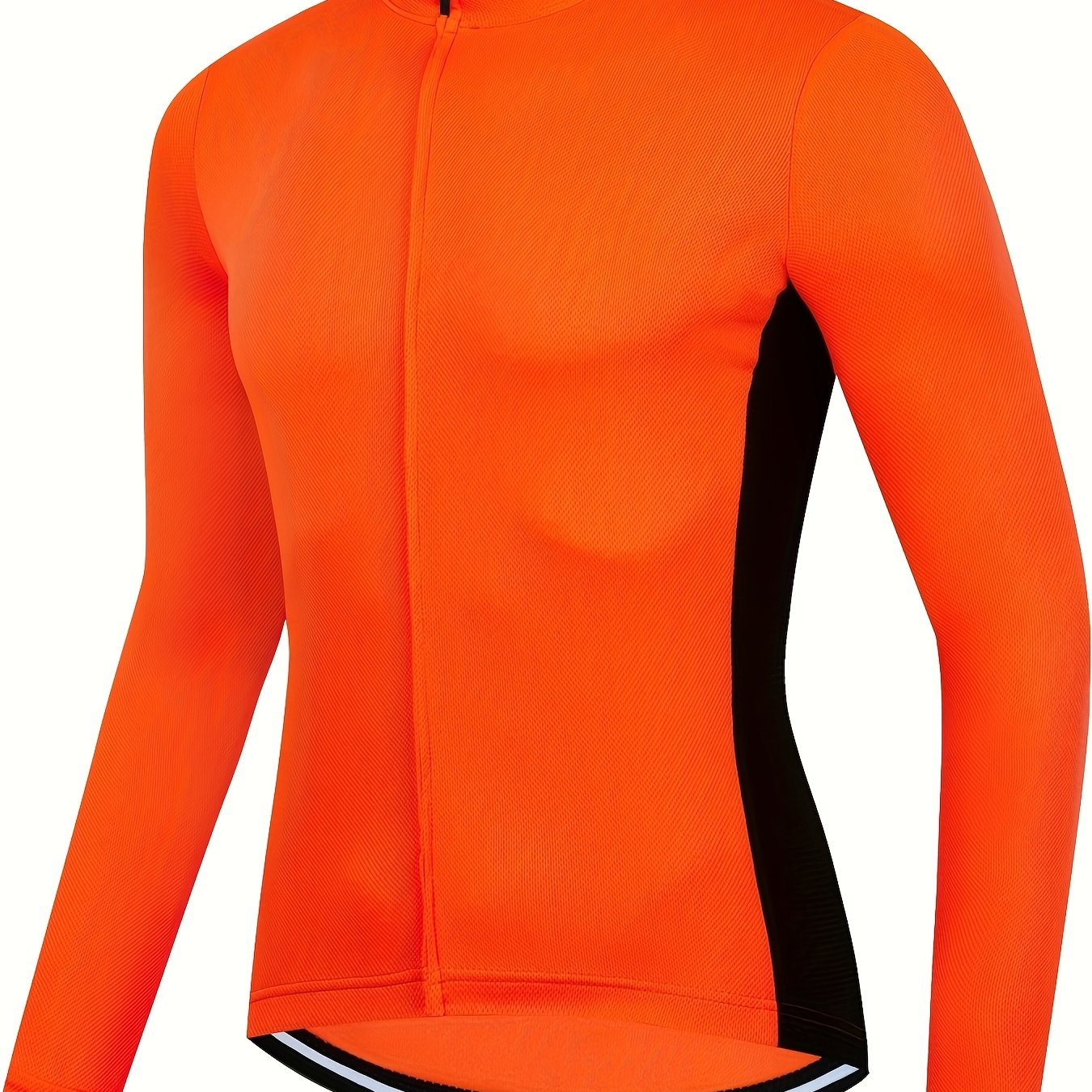 TEMU MUBODO Fluoreszierendes Oranges Radfahren Sportbekleidung - Atmungsaktive Schnelltrocknende Langarm-Jacke mit Reißverschluss und Hochstehendem