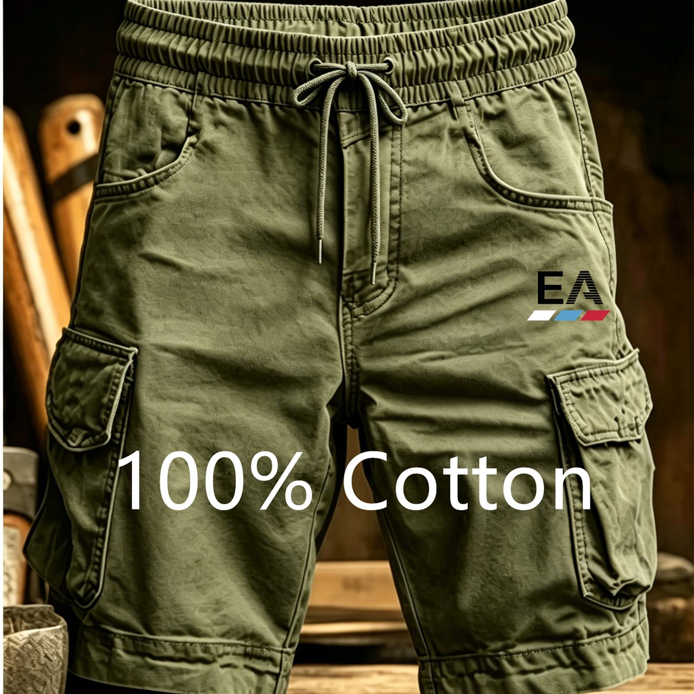 100% Cotton New Summer Fashion Solid Color Men's Work Shorts Casual Multi-pocket Running Commuting Shorts