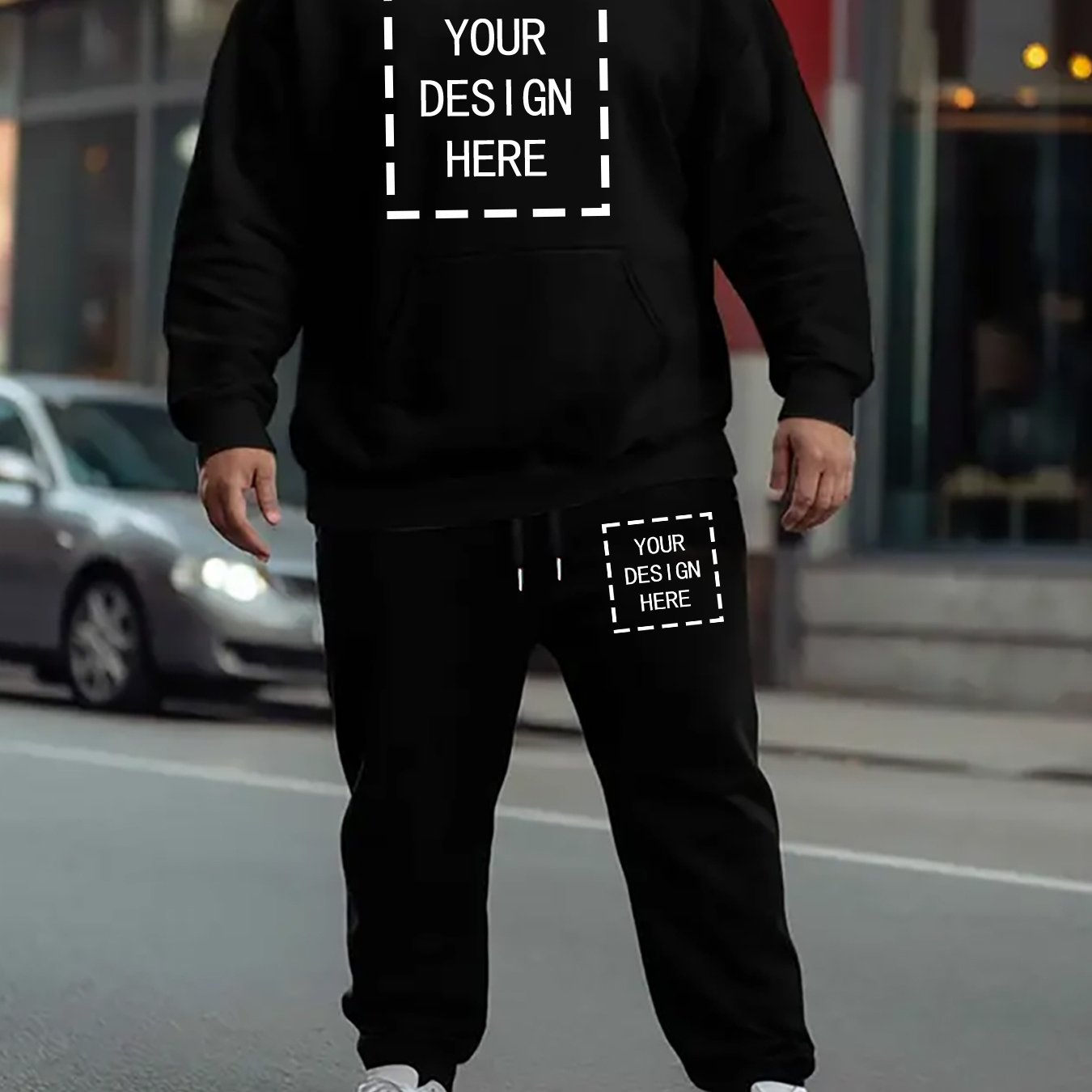 TEMU 2pcs Set Fashion Custom Print Plus Size Men's Sweatshirt And Sweatpants Tracksuit, Suitable For Autumn/winter Daily Casual Wear, For Men, Plus