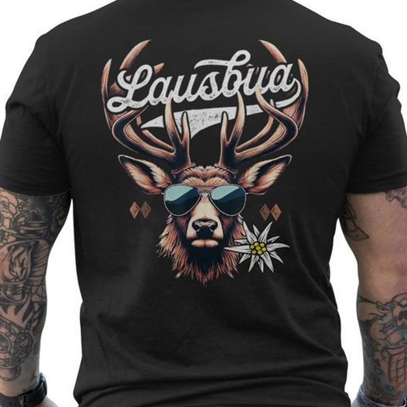 Laubua Men's Traditional Costume T-shirt With Back Print - Men's T-shirt - Crew Neck - 100% - Comfortable And Soft Fabric - Casual Short-sleeved T-shirt