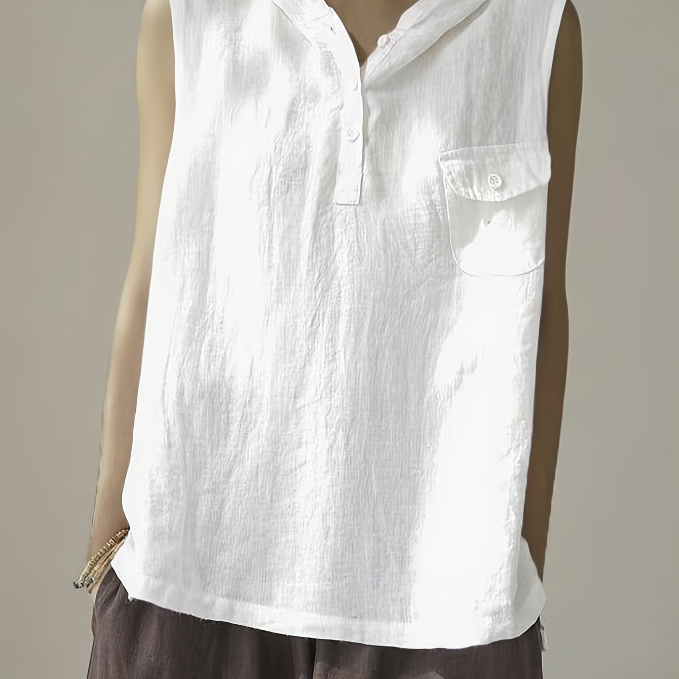 Loose Half-zip Front Button Hooded Pullover