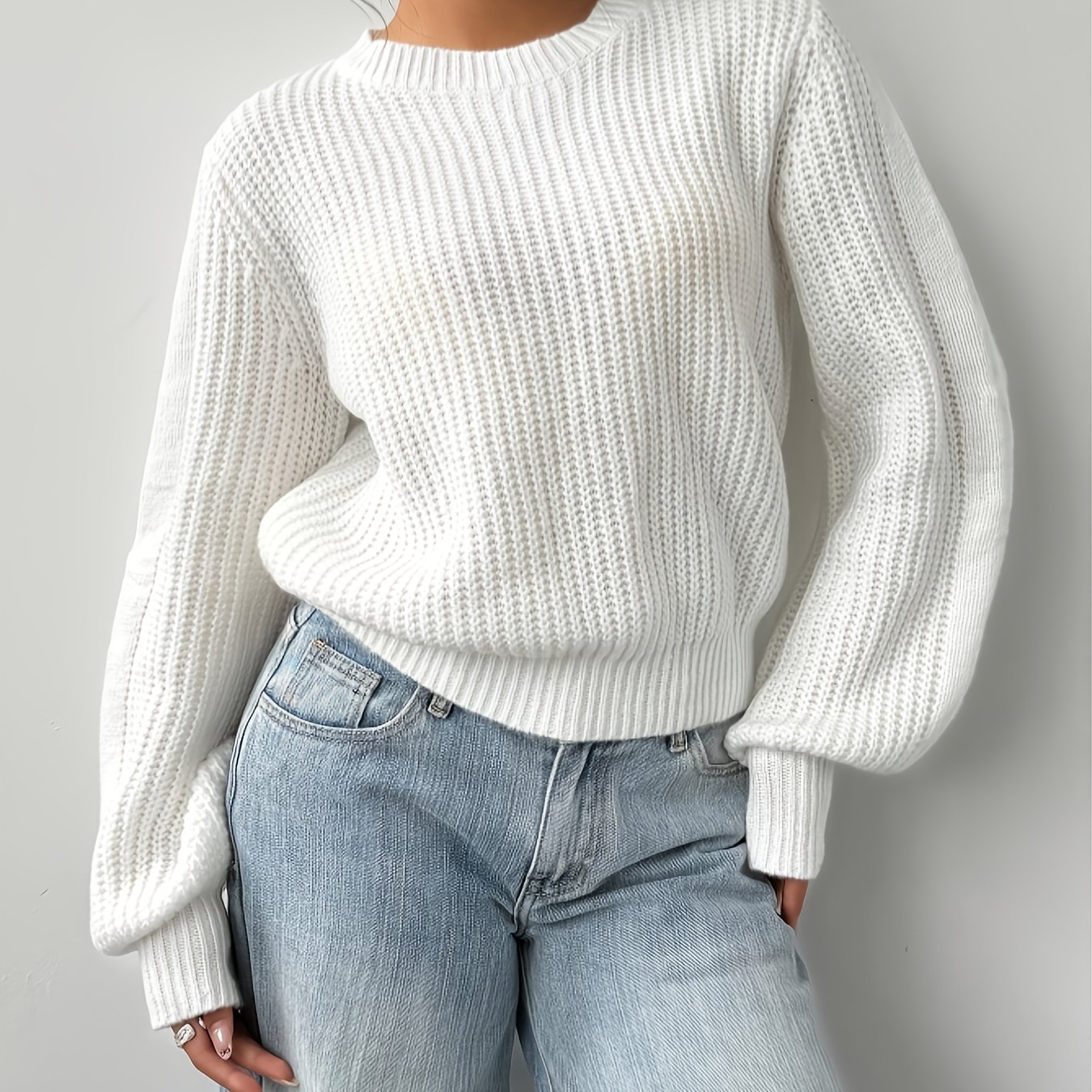 E-shop Damen Easy Premium Weißer Pullover [Niannian]
