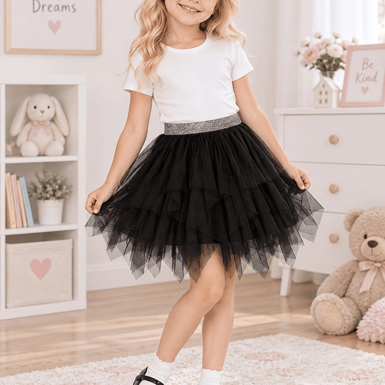 Image of Fashion Versatile Mesh Skirt, Girls' Skirt, Irregular Design Skirt