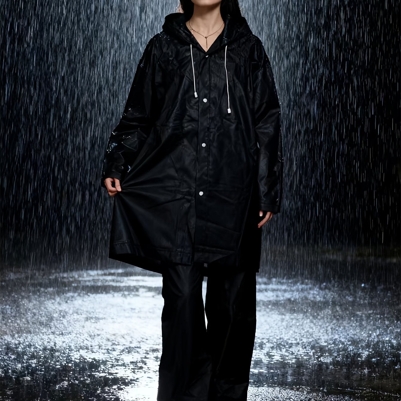 TEMU Set pezzi : Impermeabile da escursionismo in EVA ispessito qualit�, Impermeabile multifunzionale unisex per escursionismo, Poncho a da donna,