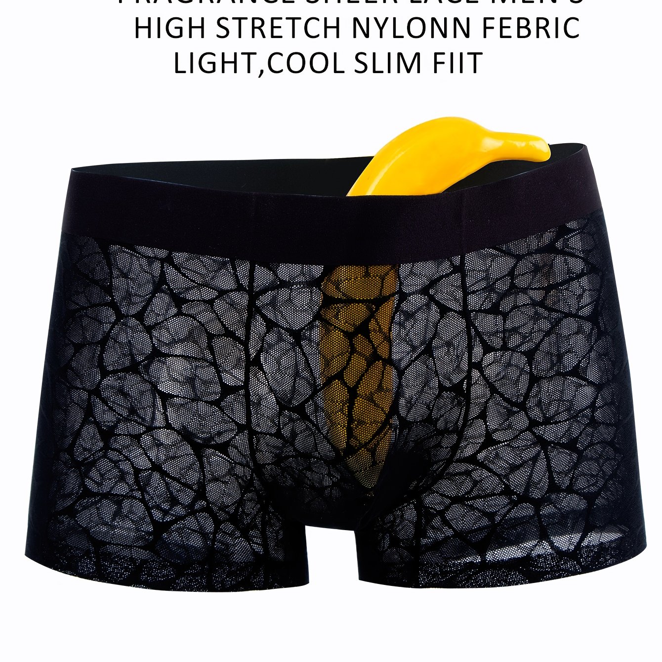 E-shop 1 Stück Herren Spitzen-Boxershorts – Hochelastisches Nylon & elastischer Bund, atmungsaktives Mesh-Design, leichtes Slim-Fit für und Sport,