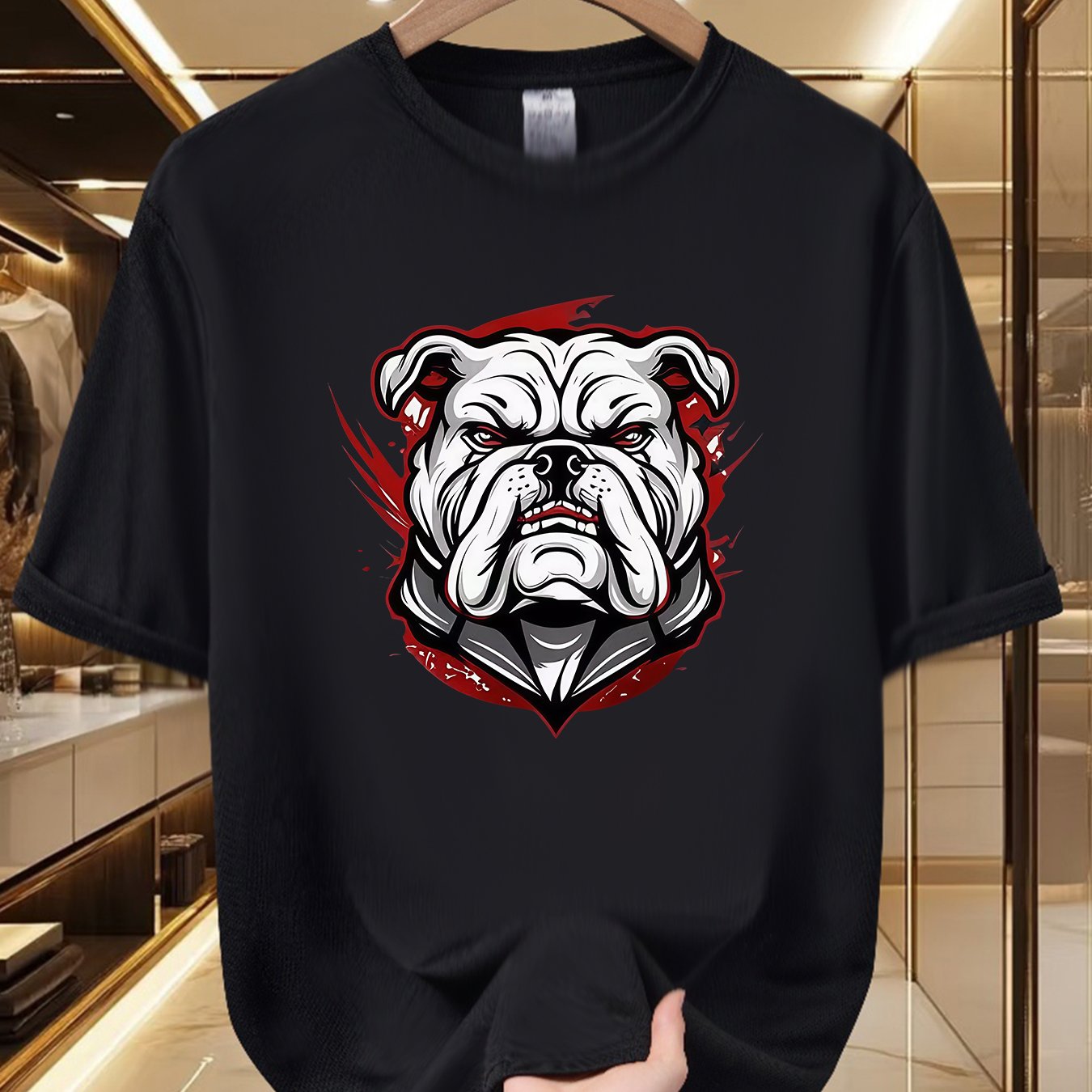 TEMU Men's Bulldog Graphic T-shirt - Bulldog Print Streetwear Crew Neck Short Sleeve Shirt | Soft Breathable 100% Polyester | Summer Casual Lover Tee