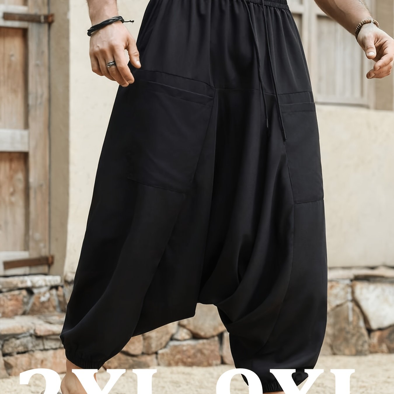 TEMU Plus-size Men's Wide-leg Casual Pants, Featuring A Stylish And Comfortable Design, Suitable For Daily Wear, An For Relaxation, Plus Size