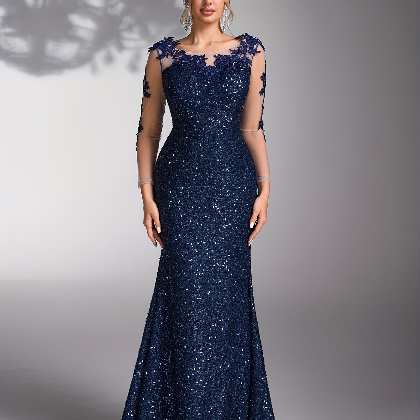 Women's Sequin Elegant Wedding Bridesmaid Evening Gown