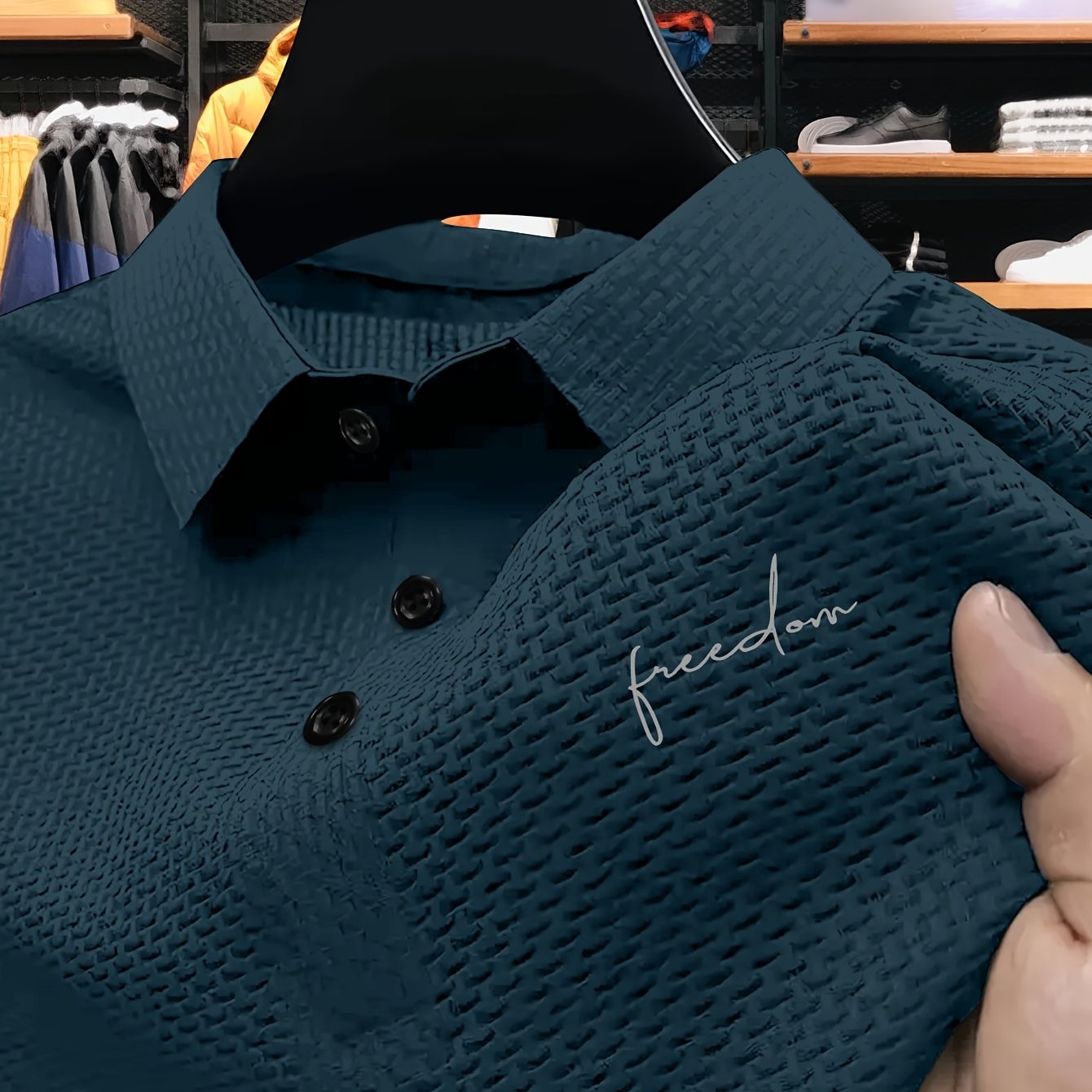 TEMU New Fabric , Print Shirt With -press Craft, Premium Summer Sports-casual Short-sleeve Solid-color T-shirt, Half-sleeve Top, Ideal For Golf,