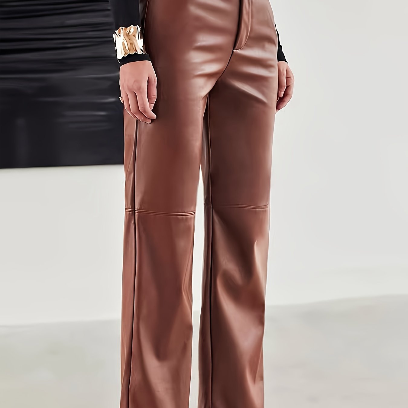 High Waist PU Leather Petite Faux Leather Trousers With Pockets For Women  Fashionable Streetwear For Slimming And Comfortable Wear From Jiejingg,  $18.29
