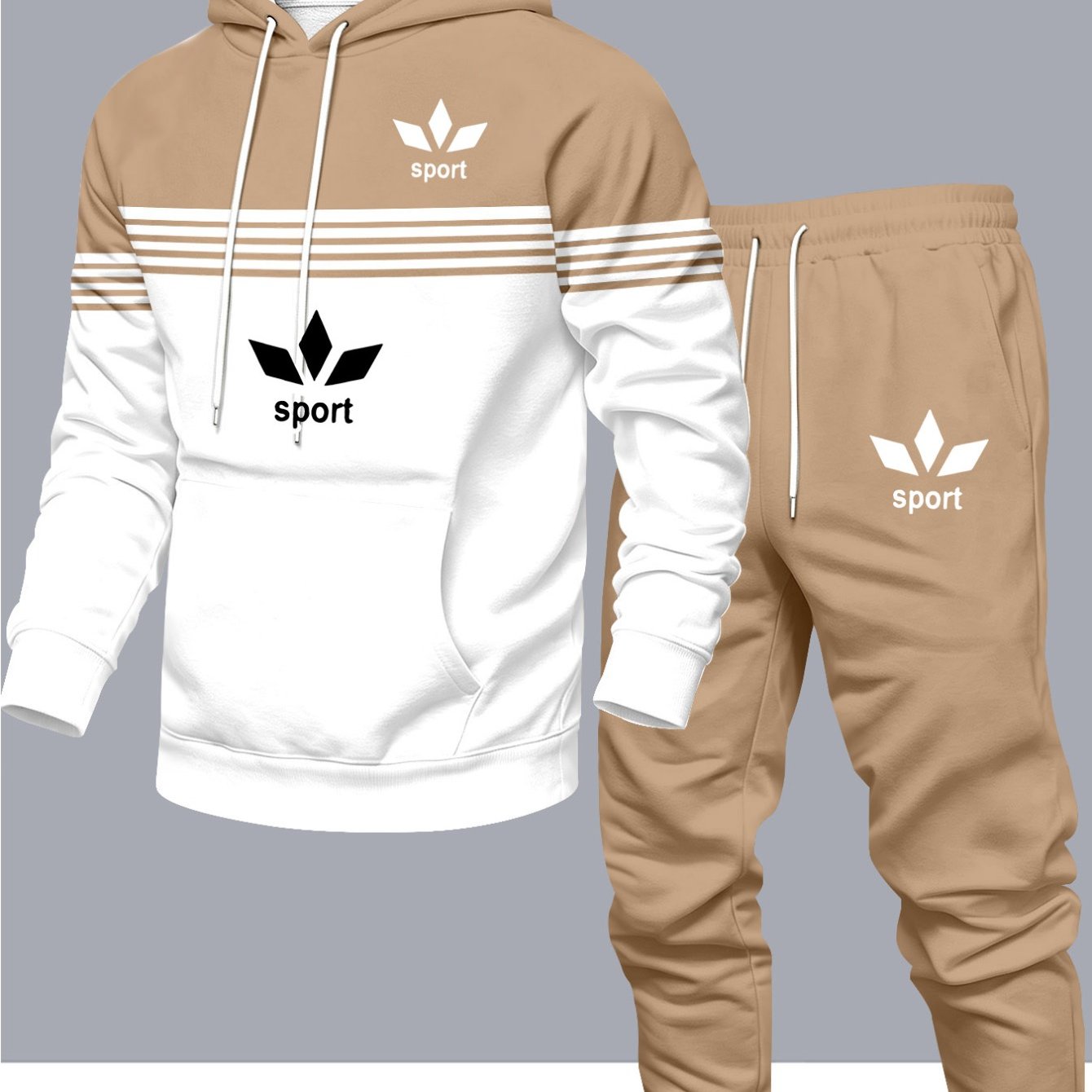 TEMU Men's Casual Trendy Hooded Sweatshirt Set, Drawstring Hooded Long Sleeve Top And Casual Fashion Long Pants, Spring/autumn Daily Sportswear,