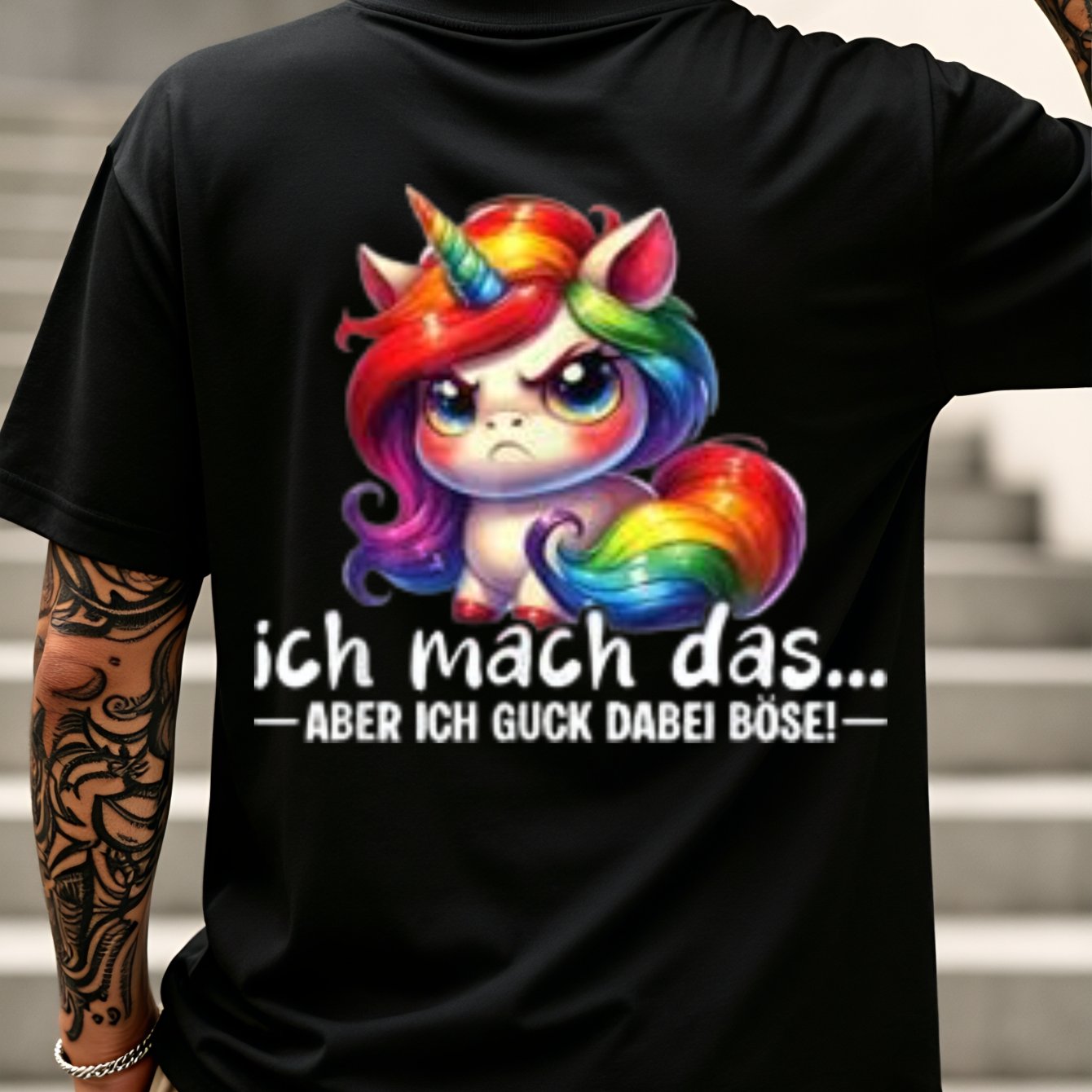 Image of Do It But Look Evil While Funny Unicorn Saying T-shirt Edgy Textured Minimalist Modern Short-sve T-shirt Boho Back Print T-shirt