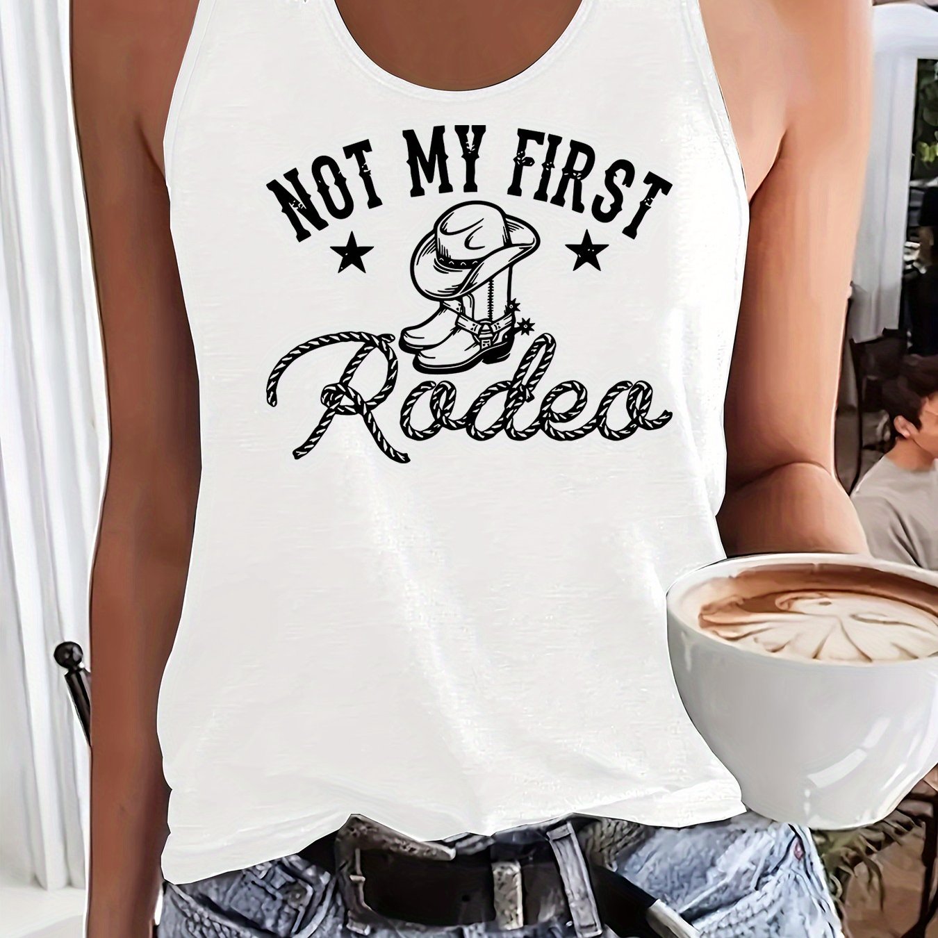 TEMU Graphic Print Tank Top, Sleeveless Casual Top For Summer And Spring, Women's Clothing