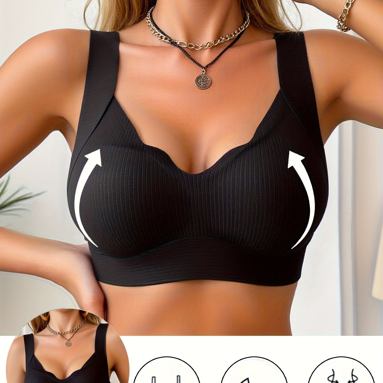 Single Pack Full Coverage Adjustable Wireless Bra For Large Bust, Anti-sagging Underwire Bra