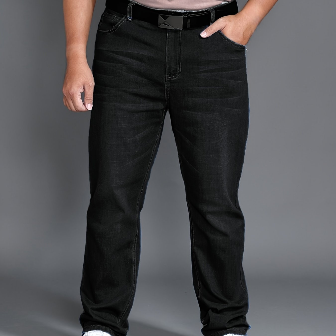 Image of Plus Size Men's Comfortable High Quality Men's Clothing Jeans Long Trousers Business Casual Men's Pants Elasticity Wearable Sweat, Sweat-resistant
