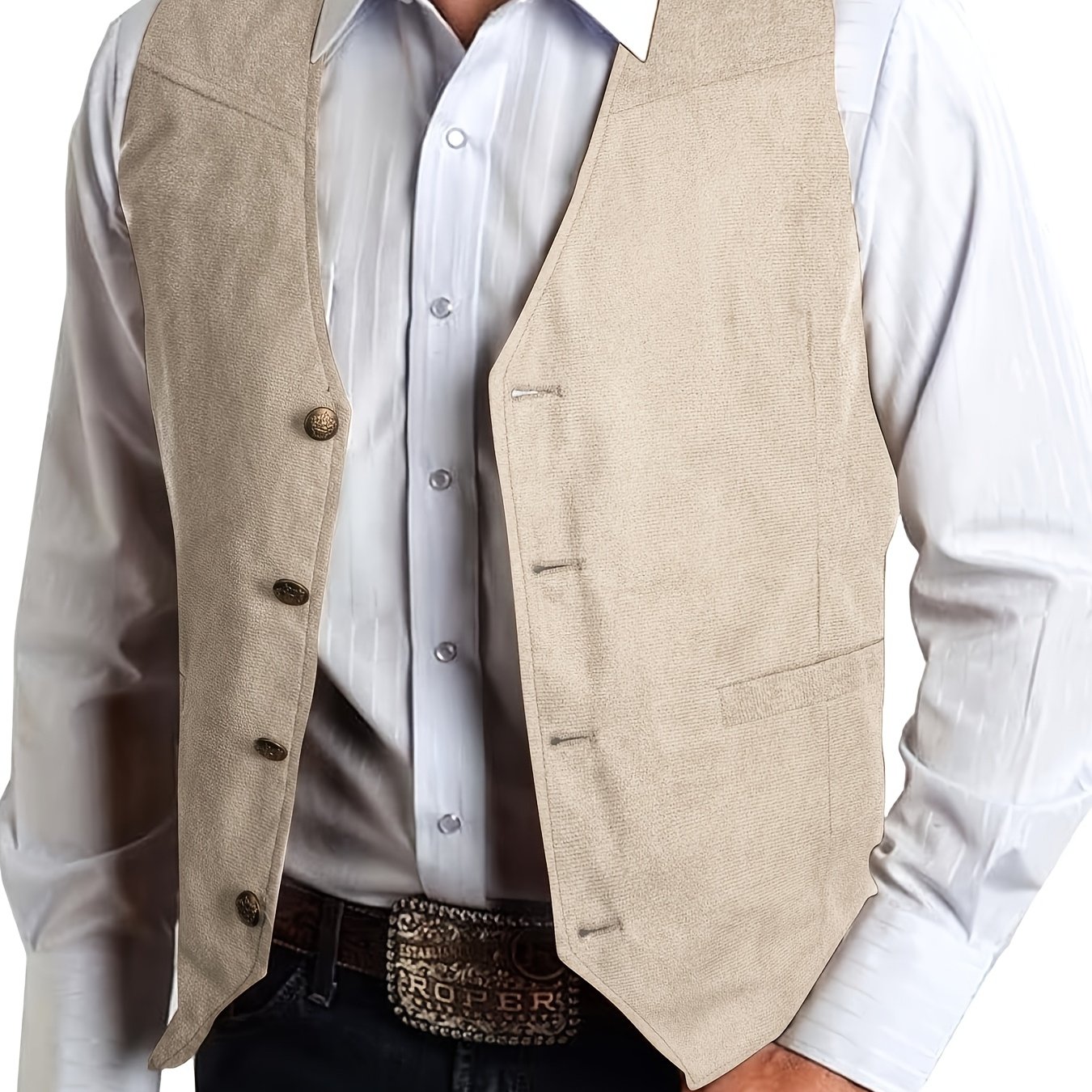 TEMU Men's Fashion Vest, Solid Color Casual Vest With Sealed Pockets, No
