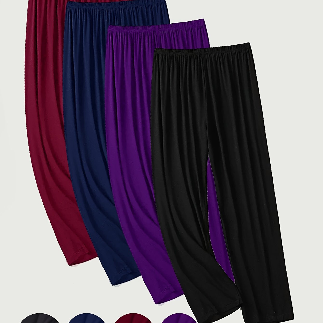 Plus Size, Plus-size Women's Casual Pants, Solid Color,, Comfortable, Long Pants, 4- Set, Suitable For All , Spring, Summer, Autumn And Winter, Versatile, Y And Outdoor Pants.