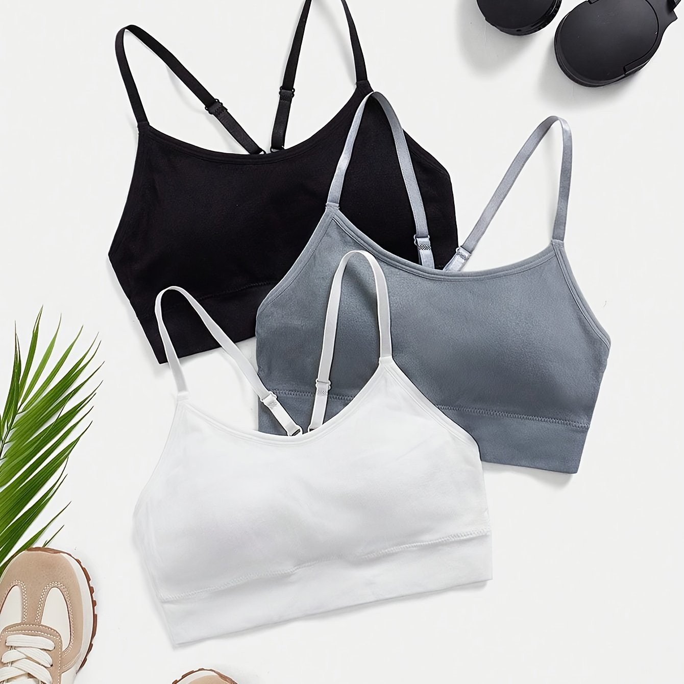 E-shop Damen Nahtloses Dreifarben-Kombination Cross-Träger Sport-Tanktop