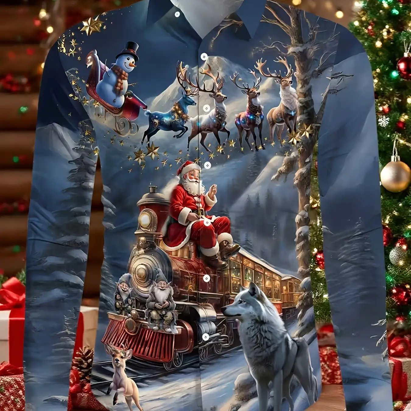 TEMU Men's Santa Claus 3d Printed Shirt Christmas Gift