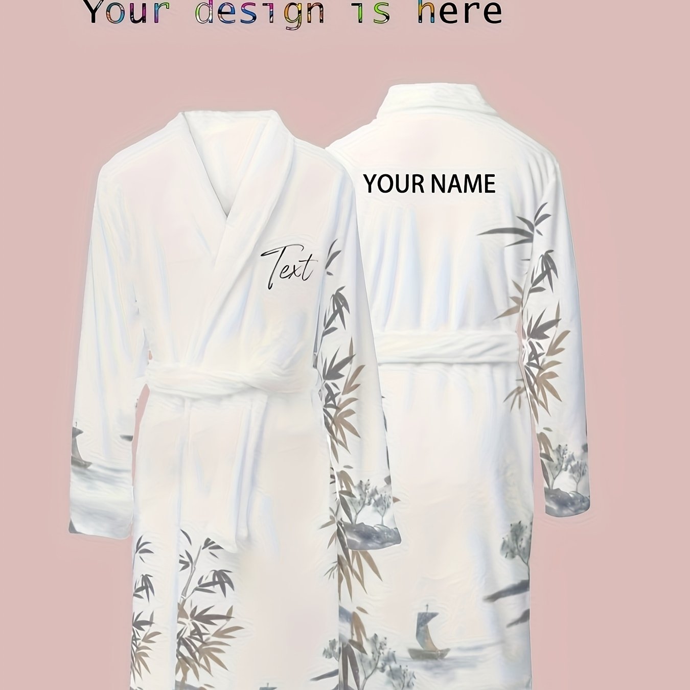 TEMU Custom Flannel Bathrobes, Robes, Pajamas, Couple Pajamas, Custom Long-sleeved Bathrobes, , With Pockets, Custom Gifts, Birthday Gifts, Bamboo