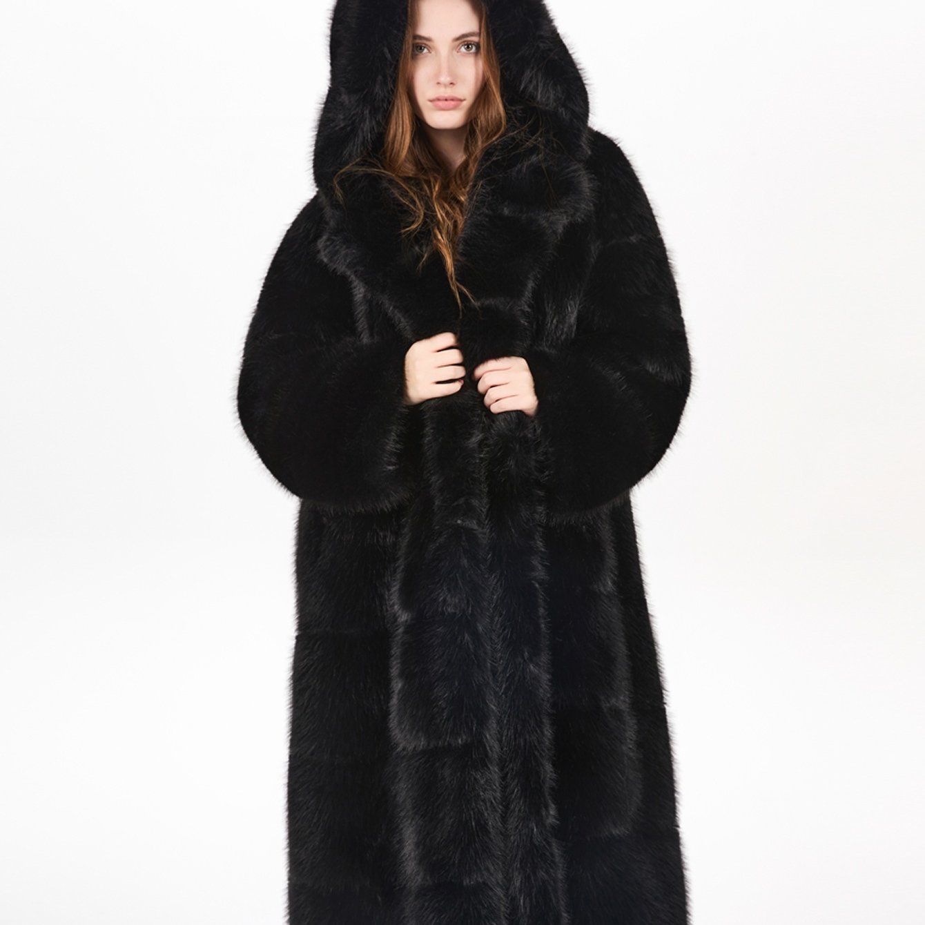 E-shop Plus Size - Plus Size - Damen Winter Design Size Mantel, Dicker Kapuzenmantel und Fuchsartiger Damenmantel, Warm und Exquisit, Verdickt und Warm