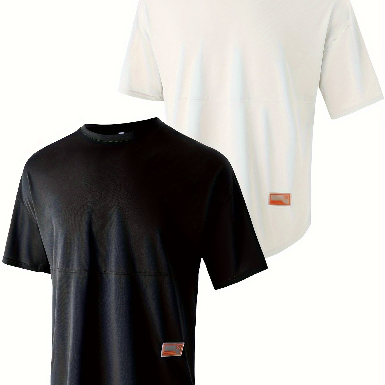 E-shop Zweiteiliges Herren-Casual-Sport-T-Shirt Sommer Rundhals Splicing Outdoor Laufen Fitnessbekleidung Kurzarm Off-Shoulder Locker Casual
