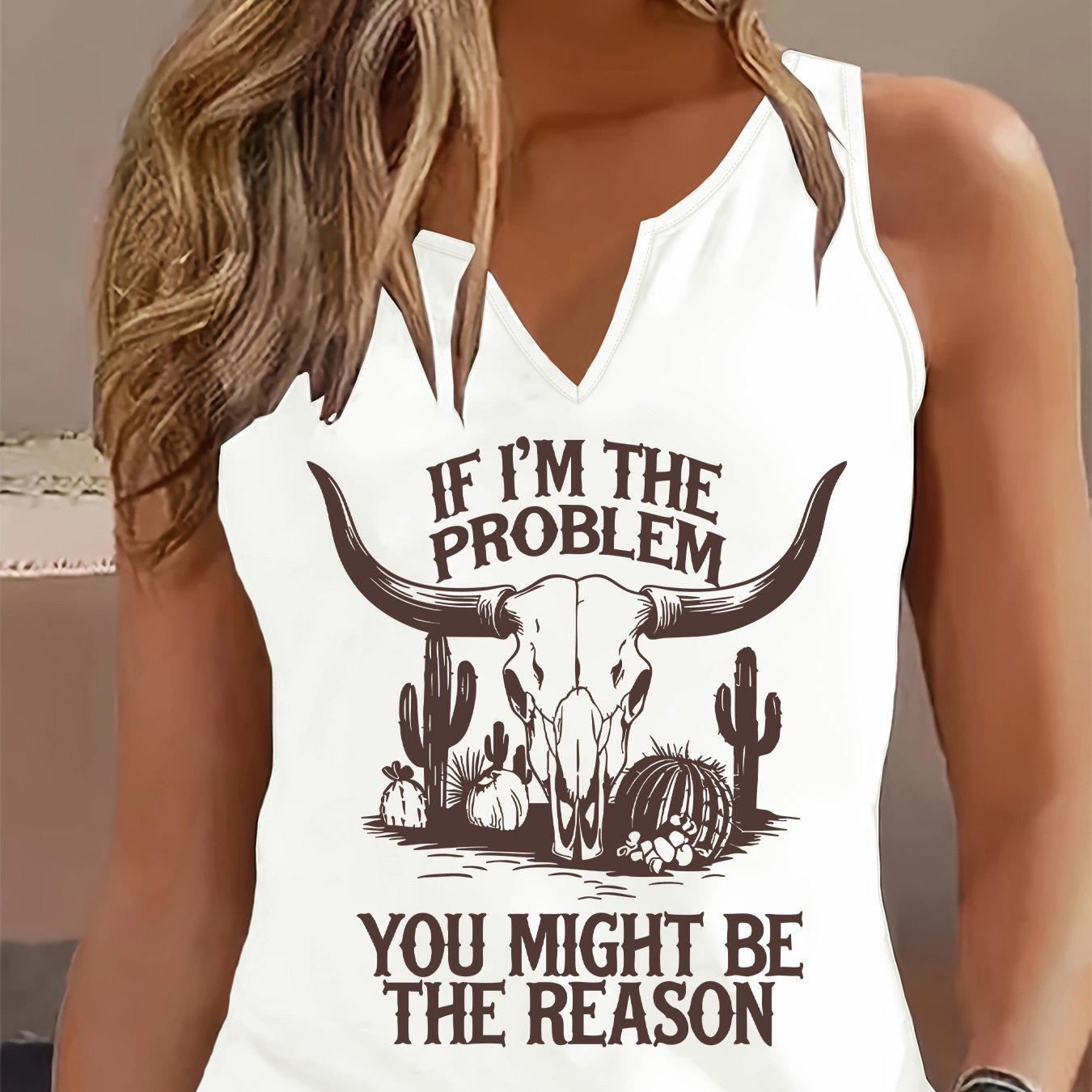 TEMU Sleeveless Casual Tank Top With Graphic Design, Ideal For Spring And Summer, Women's Apparel
