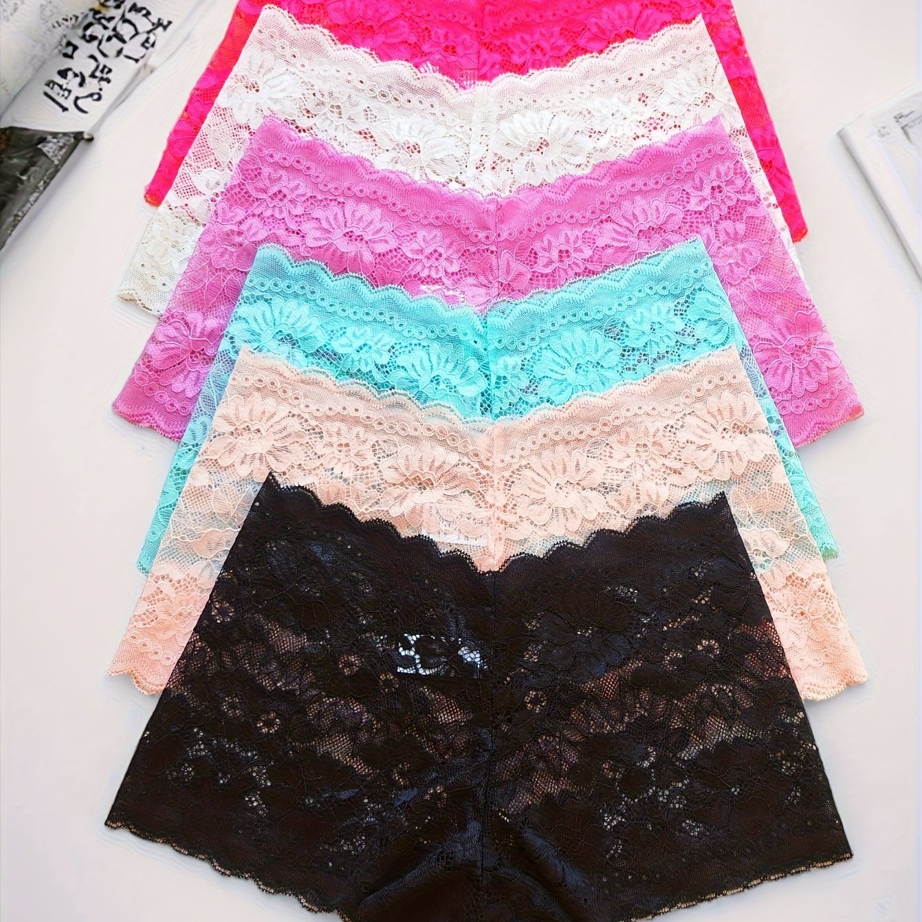 TEMU 6pcs Set Of Women's Lace Briefs, Sexy Anti-wardrobe Women's Briefs, Jacquard Lace, Fashion New Arrival, Comfortable Seamless, Easy And , Elegant