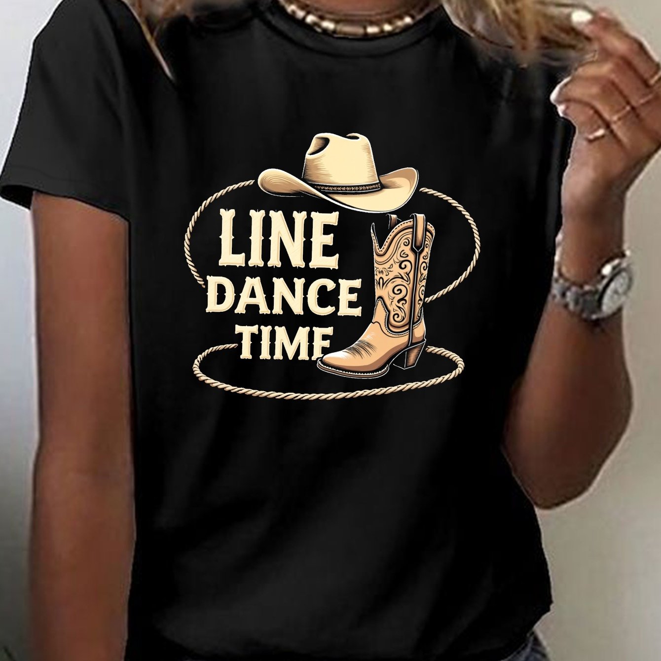TEMU Lässiges Kurzarm-T-Shirt mit Rundhalsausschnitt für Damen, für Sommer und Frühling, mit einem -Thema