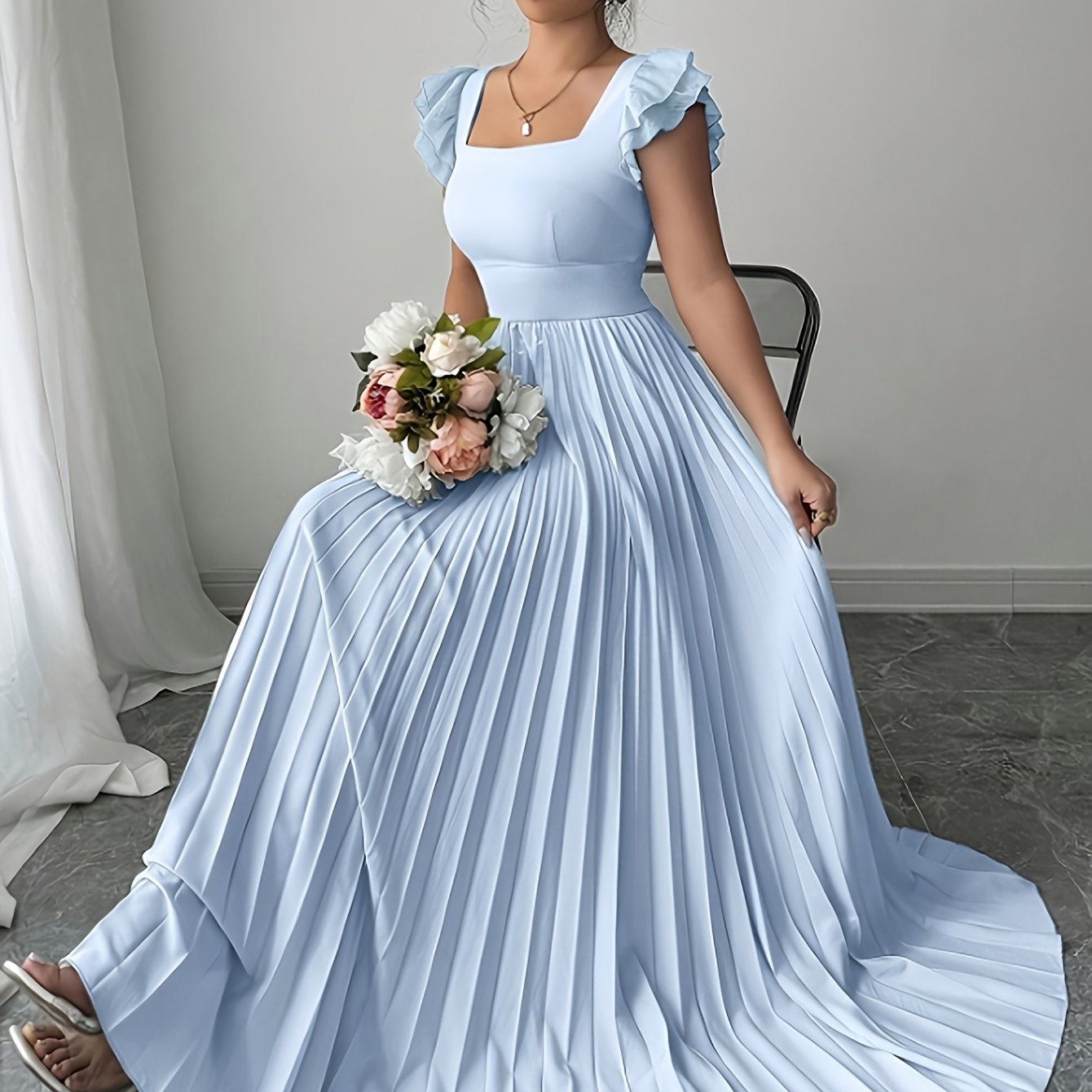 E-shop Damen Plissee-Kleid mit Vintage-Zugband-Taillendesign für eine perfekte Passform, süßes elegantes Abendkleid für Partys, Dates Urlaub