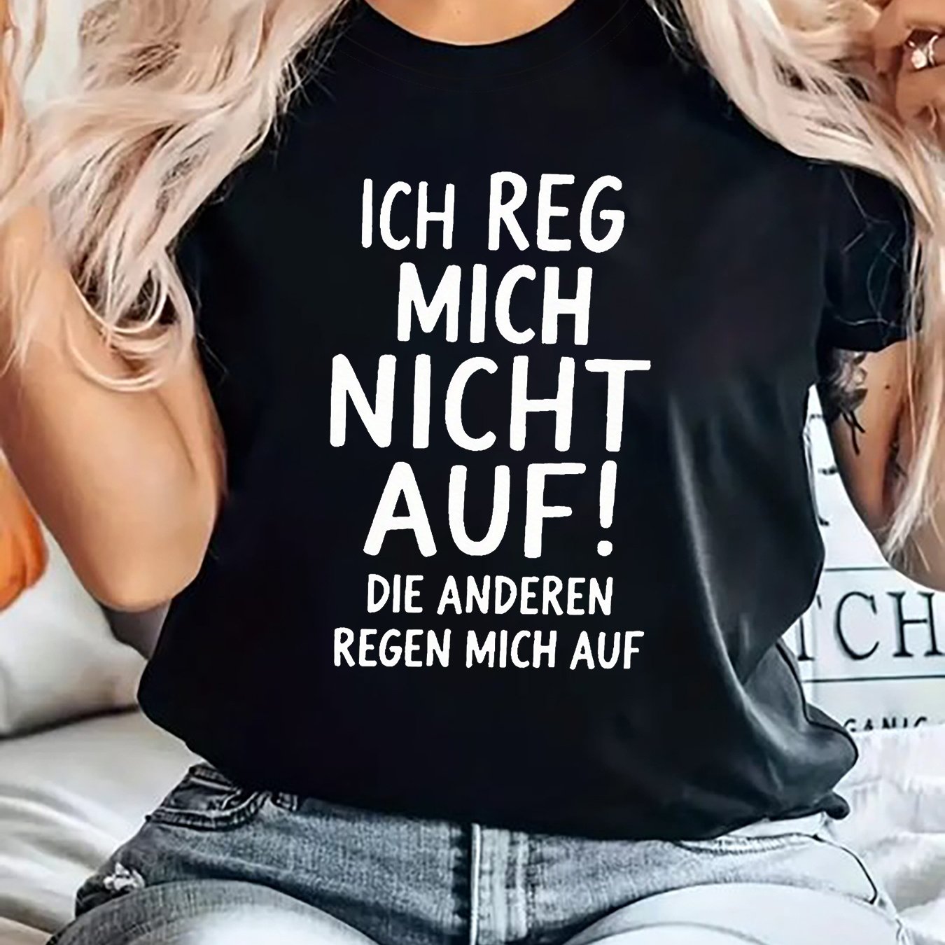 Image of Plus Size, Women's Funny German T-shirt Arguing, I'm Just Explaining Why I'm Right - Oversized Black With White German Text Print, Casual Crew Neck Short Sleeve Top, Relaxed Fit Funny State