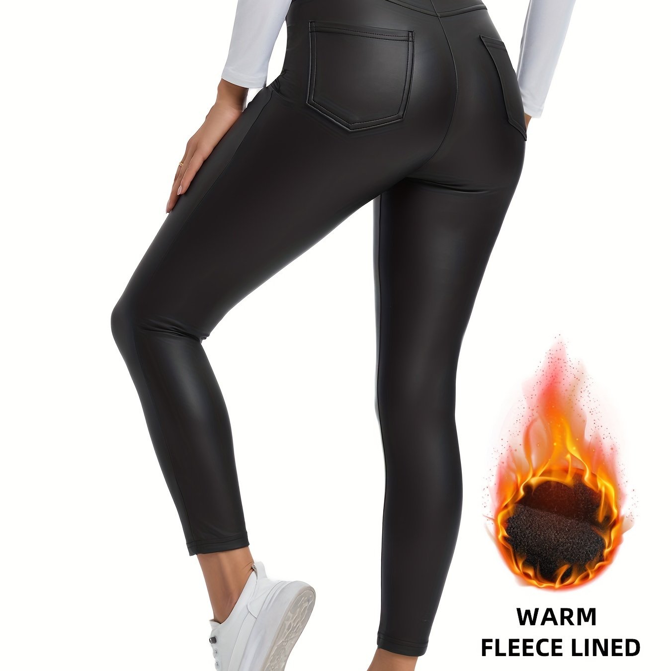 Women's High Waist Slim Fit Soft Pants High Elastic Pu Leggings