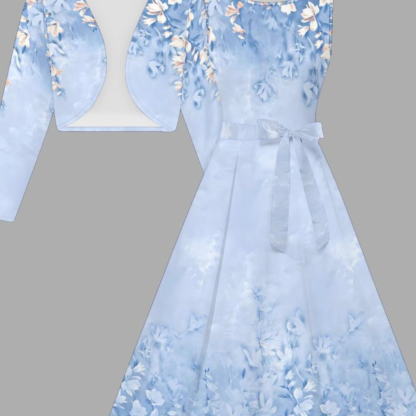 Women's Fashion Dress Set, Floral Print Design, Short Coat And Vest Dress With Belt, Wear, , For Elegant Ladies