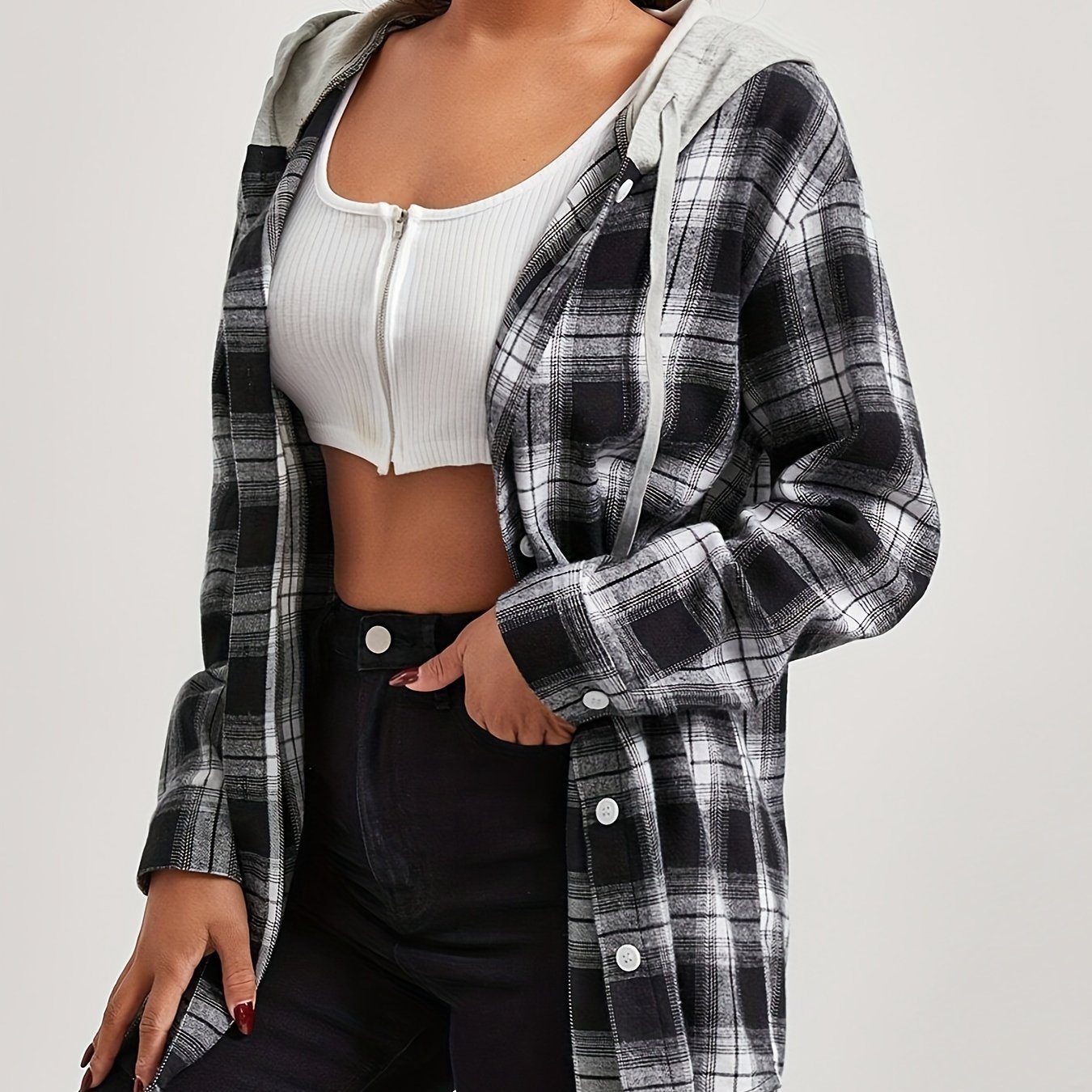 TEMU European And American Women's Autumn And Long Sleeve Hooded Shirt