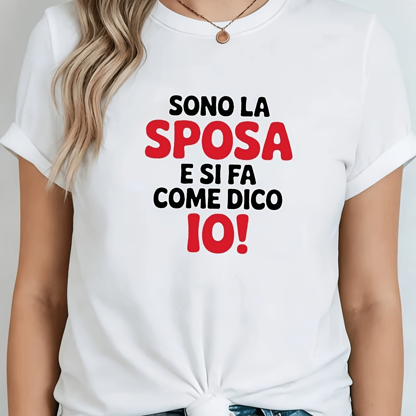 TEMU T-shirt da donna " " in - Maglia da sposa per con stampa umoristica in "Bridespeak", a maniche corte adatta per abiti da invitata al matrimonio,