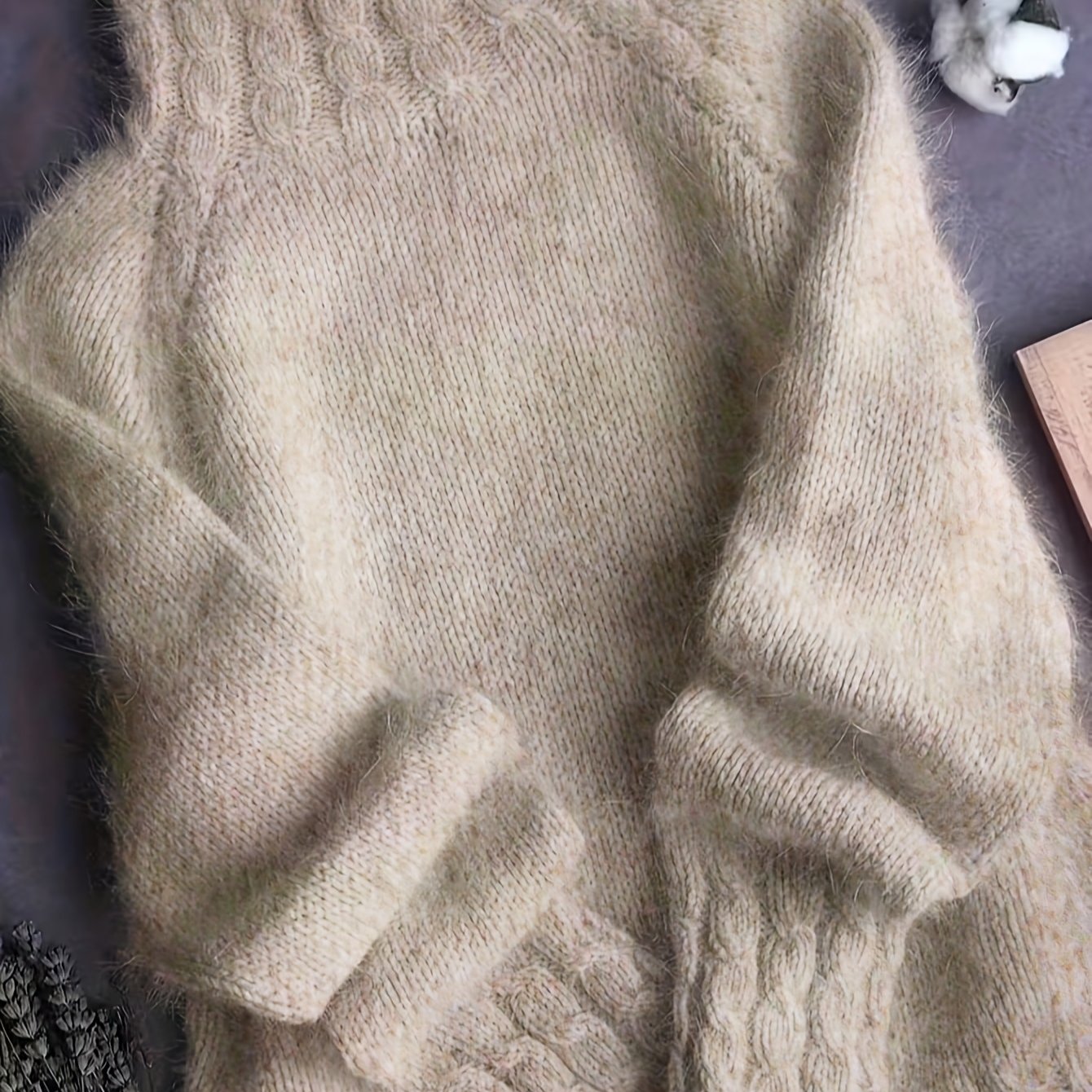 TEMU Pull à col roulé élégant pour femmes, pull côtelé doux, haut décontracté confortable et oversize pour le Nouvel An, la Saint-Valentin et