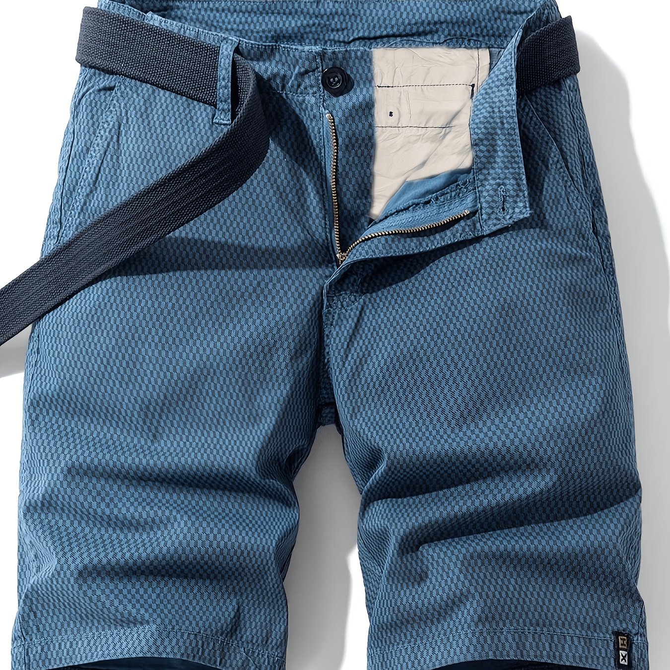 Image of Men's Summer Mesh Design Trendy Fashion Casual Shorts, Versatile Streetwear Outdoor Sports Workwear Shorts (belt Not Included)