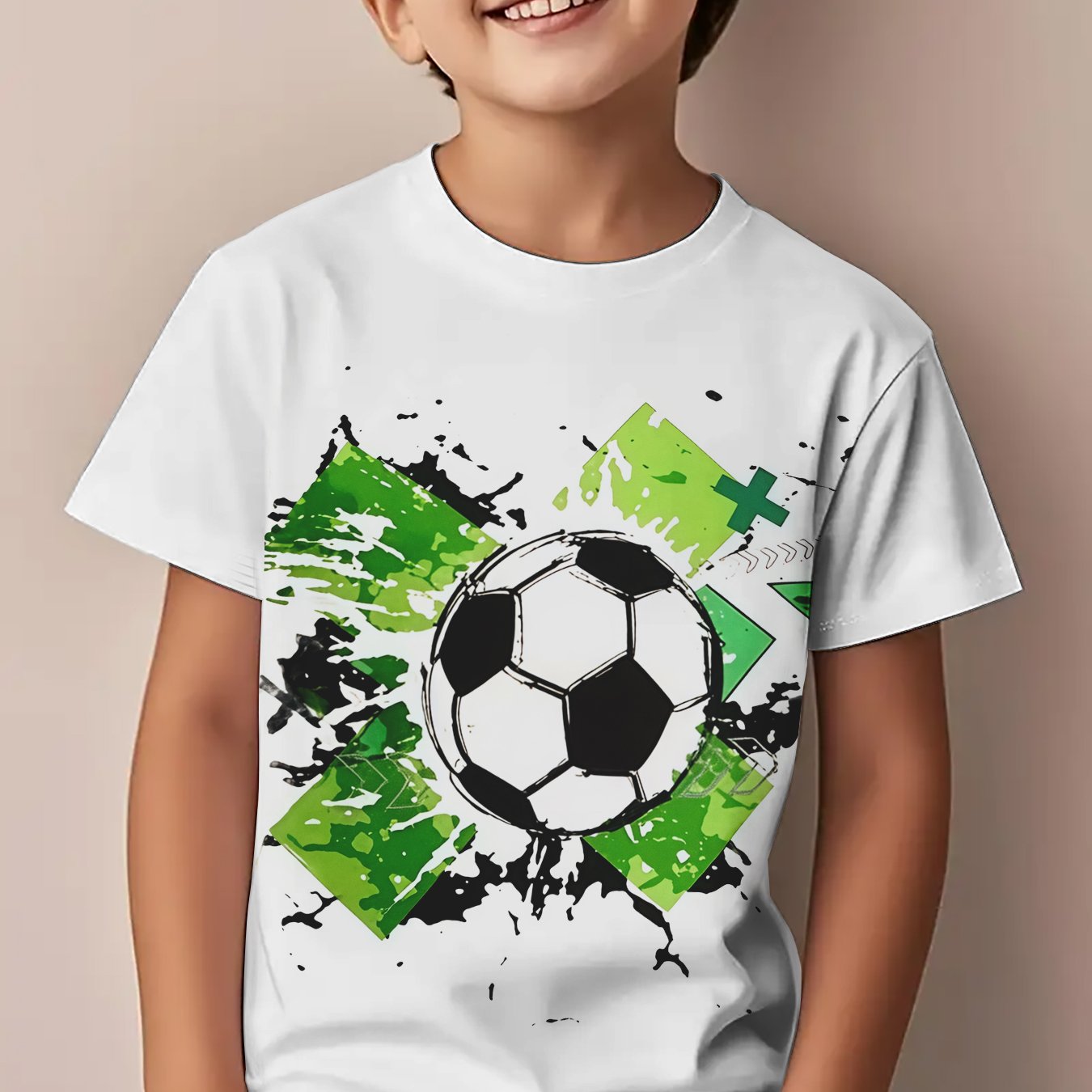 E-shop Modisches vielseitiges minimalistisches T-Shirt mit Fußball-Grafikdruck für Jungen Mädchen, neues T-Shirt mit neuartigem Muster, kreative