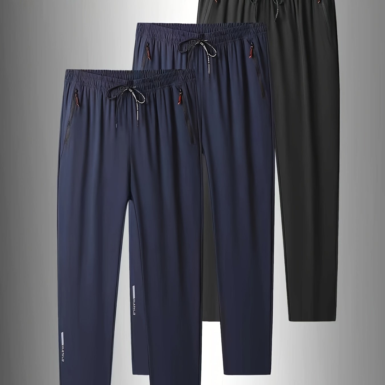 TEMU Set Of 3 Men's Plus-size Casual Long Pants, Oversized Trendy Sports Trousers, Versatile And Stylish, Plus Size